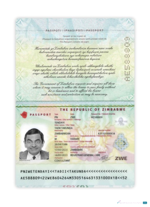 Download Zimbabwe passport 2023 present Photoshop template